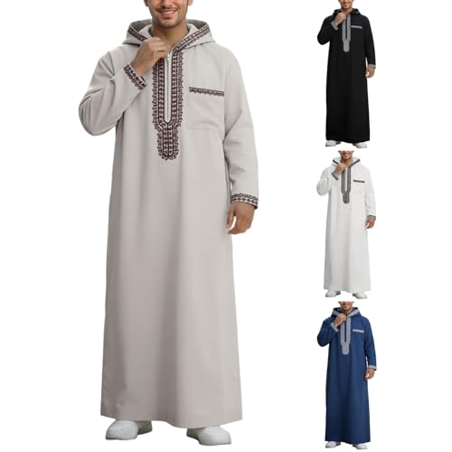 Sweat à capuche musulman pour homme avec broderie et fermeture éclair
