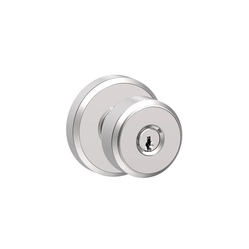 Image of SCHLAGE F51A BWE 625 GSN 619 Bowery Knob with Greyson Trim Keyed Entry Lock, Bright Chrome with Satin Nickel Interior