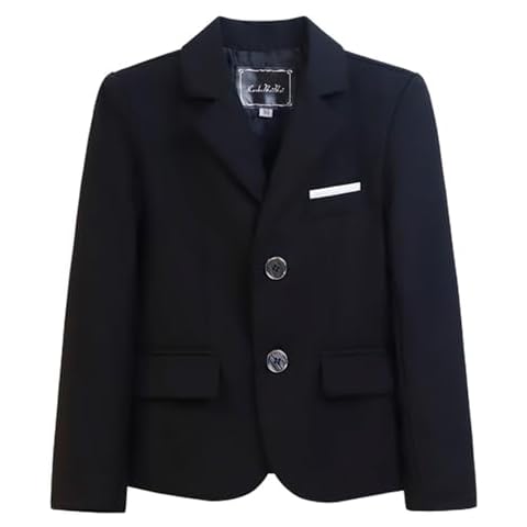 Little and Big Boy's Formal Blazers Casual Button Suit Jackets Dress School Sport Coats 176Black 160CM(11-12Y) Cover