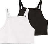NAME IT Nkfvilina 2P Cropped Top Noos Camiseta, White Alyssum/Pack:Packed with Black, 116 para Niñas