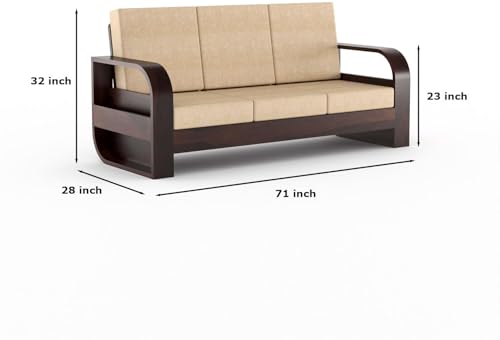 Image of Sheesham Solid Wood Six Seater Sofa Set for Living Room(6 Seater) (Walnut A)