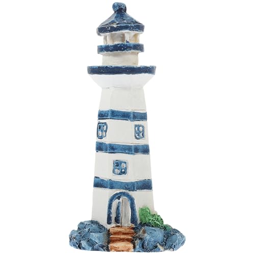Phare Miniature en Résine Bleu, Décoration Méditerranéenne Rustique