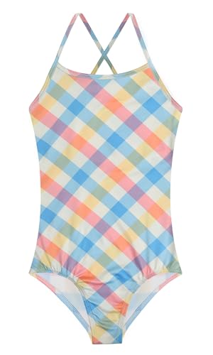 Image of Girls' Sparkle One-Piece Swimsuit 4-12Y Adjustable Crossback Straps Shimmer Bathing Suit for Beach Pool