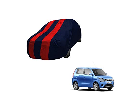 Image of Auto Hub Car Cover Compatible with Maruti WagonR (Model - 2019-Till Date) with Mirror Pocket,Triple Stitched, Weather Proof, WagonR Car Cover- Navy-Red