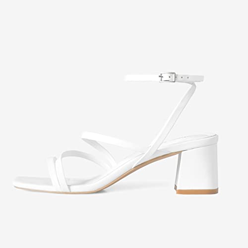 Image of Shoe'N Tale Strappy Heels for Women Low Chunky Block Heel Dress Shoes Square Open Toe Ankle Strap Heeled Sandals
