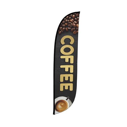LookOurWay Feather Flag Banner - 12 Feet Tall Advertising Sign Swooper Flag Only No Poles - Coffee Beans (10M1200629)