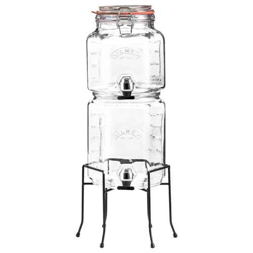 Kilner 25.004 Stackable Jar Set with Taps and Stand, Clear/Transparent, 5.2 Litre