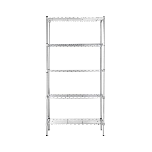 Amazon Basics 5-Shelf Adjustable Heavy Duty Steel Wire Rack Storage Shelving Organizer for Kitchen, Garage, 36" L x 14" W x 72" H, Chrome