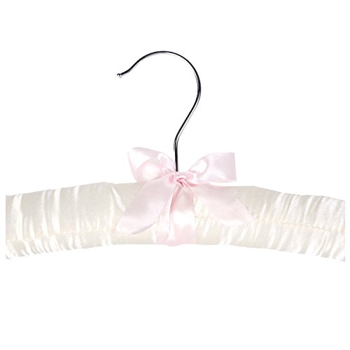 LOHAS Home 10er-Pack Kleiderbügel mit Anti-Rost-Haken und gefüllt mit Satin, Gorgeous, Blass Elfenbeinfarben Satin gepolsterte Kleiderbügel, Cremeweiß
