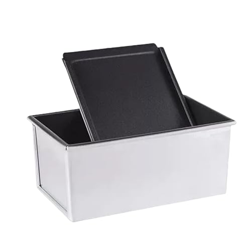 FAQQI Shokupan Bread Pan 1.5 Loaf - Japanese Bread Pan Pullman Bread Pan with Lid Iron Aluminum Plated for Commercial Use Durable Silver Mold