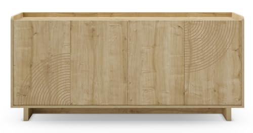 PEGANE Meuble TV, Meuble de Salon avec 4 Portes Aspect Bois Coloris chêne - Longueur 180 x Profondeur 40 x Hauteur 80 cm