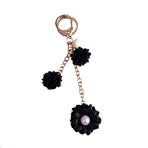 Preisvergleich Produktbild Shuda Schlüsselanhänger mit niedlichem Blumen-Anhänger für Damen, Tasche, Handtasche, Auto, Dekoration, Liebhaber, Geburtstag, Hochzeit, Metall, Schwarz, 17 * 4.2 cm
