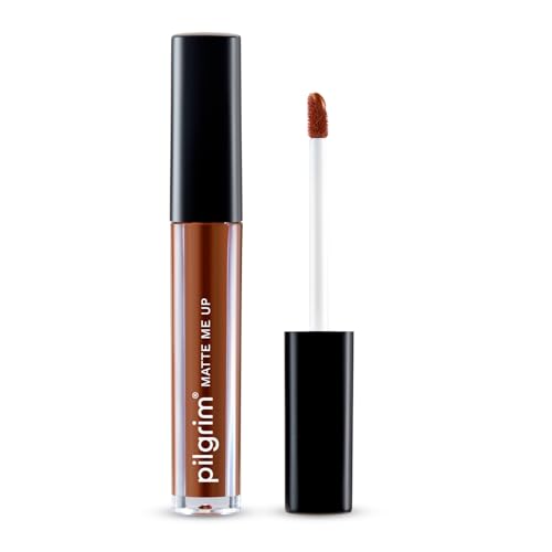 Pilgrim Liquid Matte Lipstick - Brown Mischief | Lipstick for Women with Hyaluronic Acid & Spanish Squalane | Transferproof, Long Lasting & Non Drying with Hydrating Ingredients 3gms
