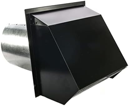 Hooded Wall Vent with Screen and Damper (8 Inch, Black)