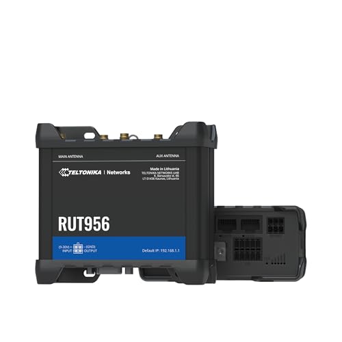 RUT956 (EU) 4G LTE Router Teltonika RUT956, Cellular, RUT956 (Teltonika RUT956, Cellular Network Router, Black, Aluminium, Plastic, DIN-Rail, Industrial, Fast Ethernet)