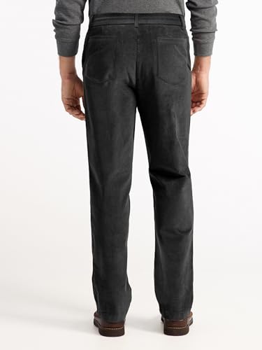 PLEPAN Mens Dress Corduroy Pants Classic Fit Stretch Elastic Waist Casual Pant Dark Gray Medium2