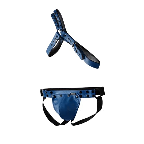 JOCKMAIL Jock straps for Men with Mens Leather Harness Set Men Jock strap with Removable Pouch Adjustable Jockstrap Harness