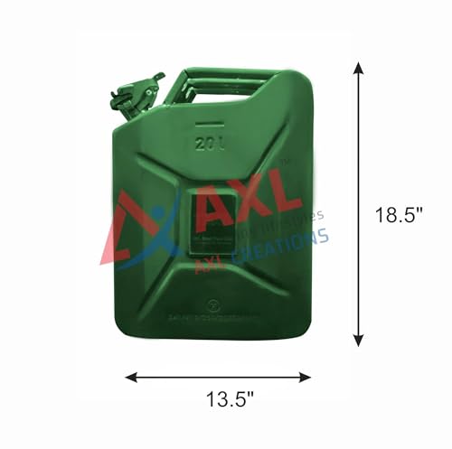 Image of AXL's Trunk UN and PESO certified Fuel Steel Jerry Can for Petrol /diesel /kerosene Storage (20 Litres) Green