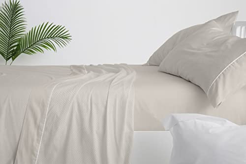 Burrito Blanco│Sábanas de algodón, Cama de 150/160 (+ Medidas Disponibles)│Tacto Suave│Diseño 620, Beige