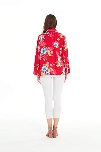 Image of Matchable Family Hawaiian Luau Men Women Girl Boy Clothes in Hibiscus Red