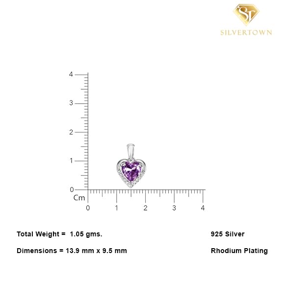 Image of SILVERTOWN 925 Silver Celestial Grace Heart Pendant Necklace | Hallmarked | White Rhodium Plated | Gift For Women and Girls