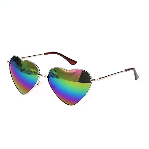 FUNOC Retro Metal Frame Heart Shaped Shape Gradient Sunglasses Eyewear