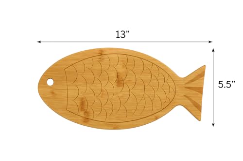 Tabla de cortar de bambú en forma de pez 13x5.5 pulgadas miniatura 2