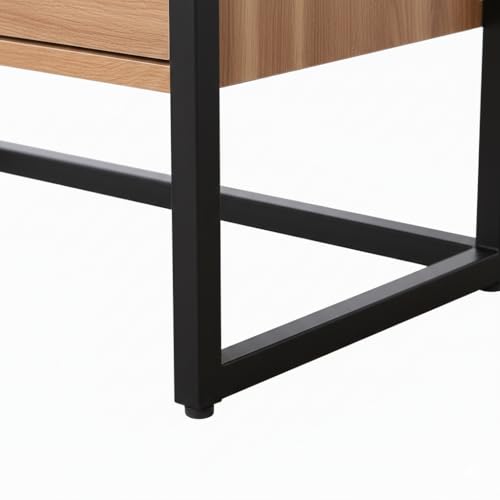 Image of Solid Wood Top & Metal Legs Study Table with Two Elegent Drawer Storage | Study Desk | Office Table for Study Room | Library | Office | Kids Room | Living Room |