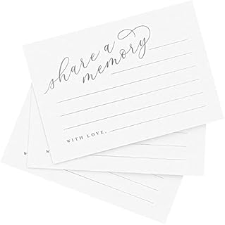 Bliss Collections Silver Share A Memory Cards  Perfect for: Funeral, Celebration of Life, Memorial, Retirement, Going Away Party, Birthday, Graduation, Wedding, 50 Pack of 102 x 152 mm Cards