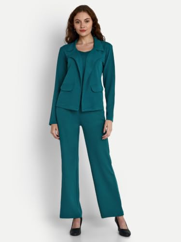 Image of GRECIILOOKS Co-ord Set for Women - Stylish Casual 3 Piece Blazer Set | Trendy Travel & Streetwear Look for Girls & Woman | Office Wear | Formal | Classic Collar Full Sleeve Blazer