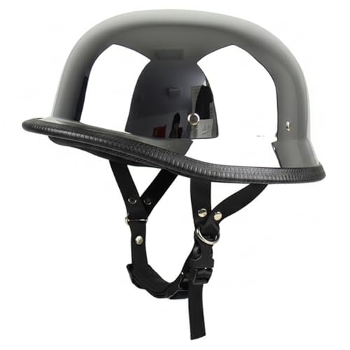 Casco de motocicleta estilo aleman abierto con remaches para chopper y custom L