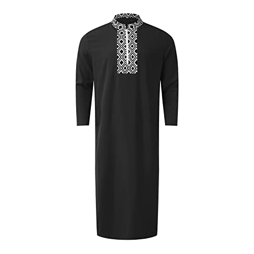 Khamis for Muslim Men Long Sleeve 1/4 Zip Up Thobe Islamic Eid Prayer Kaftan Middle Eastern Arabic Dubai Robe2