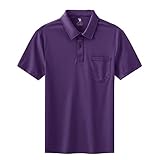 BASUDAM Men's Polo Shirts with Pocket Quick Dry Short Sleeve Active Performance Purple XL