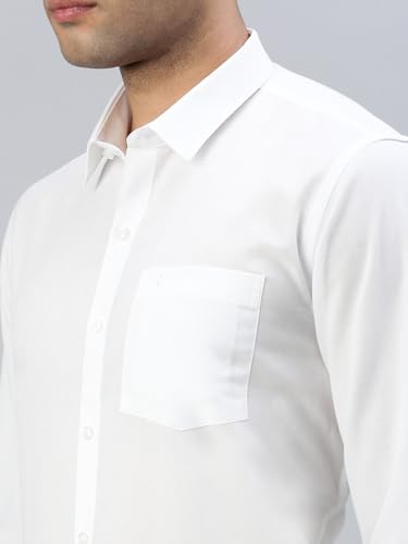 Image of RAMRAJ COTTON Mens White Cotton Rich Solid Full Sleeve Shirt