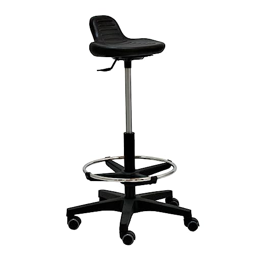 La Silla de Claudia: Taburete Alto con Respaldo Mini y Silla Ergonomica Escritorio con Reposapies | Centrosilla Taburete con Ruedas Giratorio | Silla Ergonómica Alta para Trabajo o Estudio