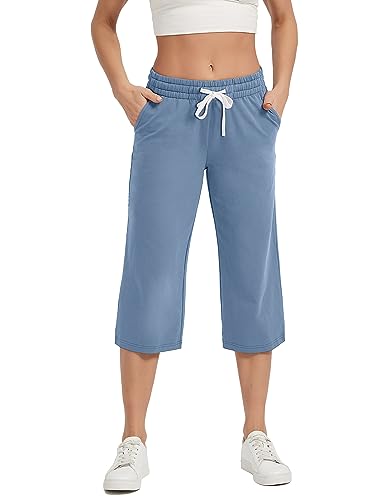 Image of SPECIALMAGIC Women Capri Pants Cotton Yoga Wide Leg Pajama Pants Capris Sweatpants Sports