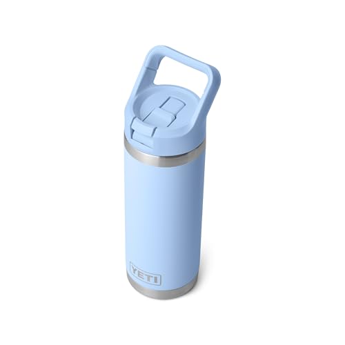 Image of YETI Rambler 18 oz Bottle, Vacuum Insulated, Stainless Steel with Color Matching Straw Cap, Big Sky Blue