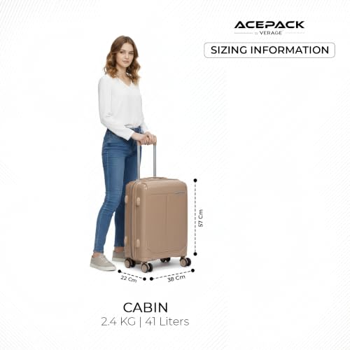 Image of ACEPACK by Verage Megatron Hard Side Polypropylene Luggage Small Cabin 41L | Lightweight Unbreakable Suitcase Set with 360 Silent Spinner Wheels, Number Lock & Telescopic Handle