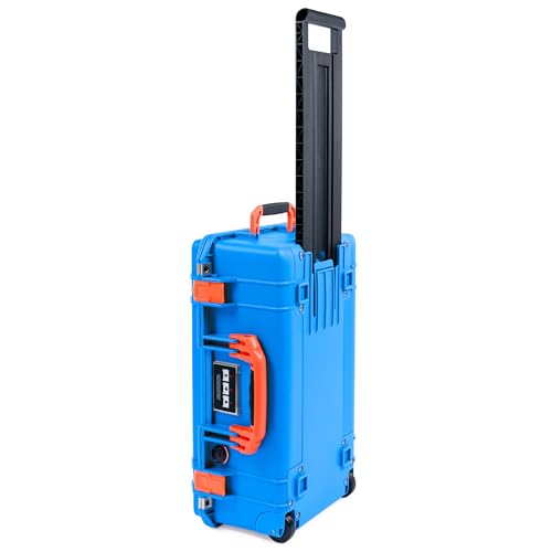 Image of Electric Blue Pelican 1535 Air Carry-on Case - Comes empty - Orange Handles & Latches.