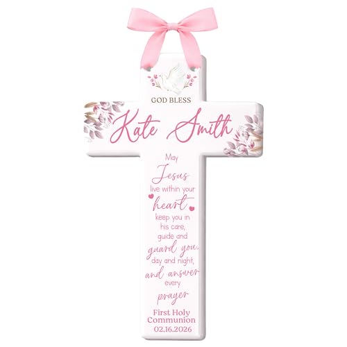 Personalized Wall Cross Custom Religious Wall Cross for Girl Catholic Baptism Keepsake Faith Decor for Daughter or Goddaughter personalized wall cross for baptism Firsr Comunion Cross For Wall