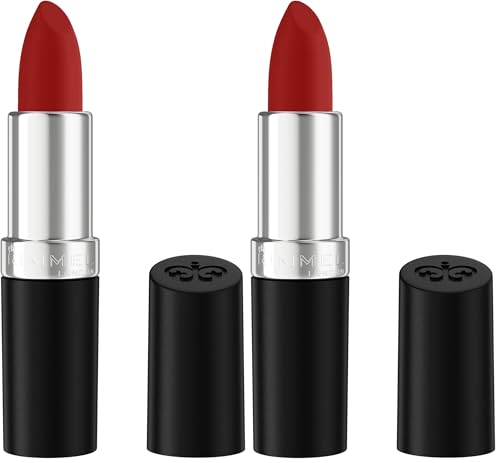 Rimmel Lasting Finish, 360 Pumpkin Peach, Satin Lipstick, Long-Lasting, Satin Finish, Rich Colour, Moisturising, Vegan Formula (Pack of 2)