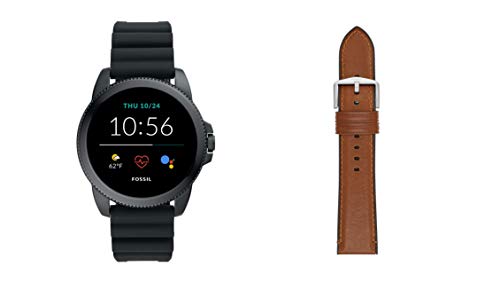 Herren Touchscreen Smartwatch 5E. Generation mit Lautsprecher, Herzfrequenz, GPS, NFC und Smartphone Benachrichtigungen + Fossil Watch Strap