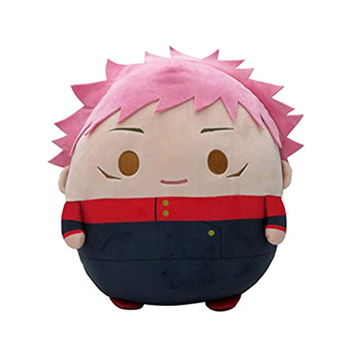 Anime Plush Doll Figures Gojo Satoru Yuji Itadori Soft Round Plushie Stuffed Toys Keychain Cosplay Accessories Keyring (10cm/3.94inch, Itadori-Yuji)