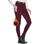 FitsT4 Damen Winterreitleggings Fleece-Reithose Silikon Vollbesatz Reithose mit Reißverschluss-Ta...