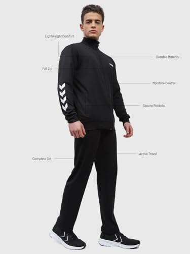 Image of hummel Promo Men's All weather Regular Fit Track Suit with Zipper and Pockets Comfortable Breathable Stretchable Soft Fabric For Everyday Use Ideal for Gym Training or Running Loungwear
