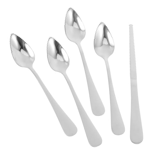 FUNNETOYU Corte De Frutas Con Dentados Cuchara y Cuchillo De Acero Inoxidable Para Pomelo Limón Kiwi Melón Utensilios De Cocina Para Ensaladas De Cítricos