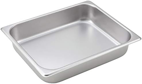 Tiger Chef 2-Pack 2.5-inch Deep, Half Size Stainless Steel Steam Table Chafer Pans, Hotels, Restaurant, Pan (2, Half Size Pans)