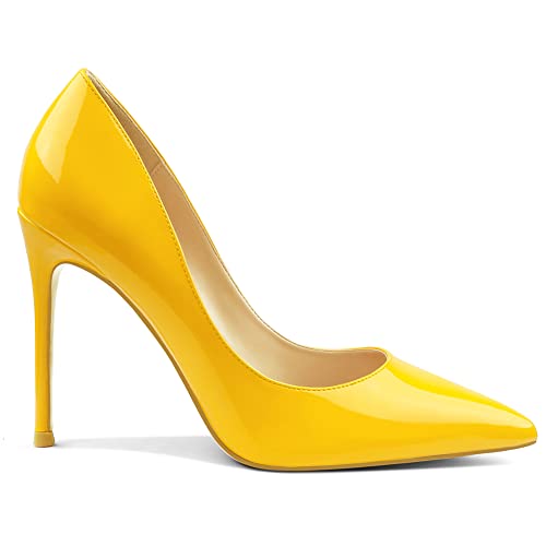COLETER Women's 4 Inch Pumps Pointy Toe Wedding Dress Shoes Slip on Stiletto Pumps