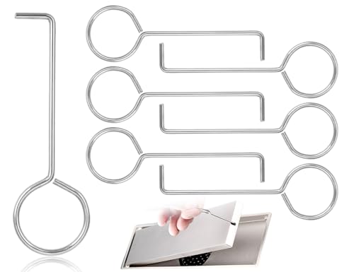 AOYEGIC 6 Stück Abflussschlüssel Hebehaken,Edelstahl Bodenablauf Haken,Abfluss Schlüssel,Abflussrost Abzieher,DeInstallationschlüssel,für Küche Badezimmer Abflussgitter Duschrinne(Silber)