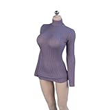 AMITD 1/12 Scale Female Clothes Grayish Purple Female Thick-Striped Base Shirt Stretch Tight Sweater Clothes Accessories for 6inch PhicenAction Figure Body